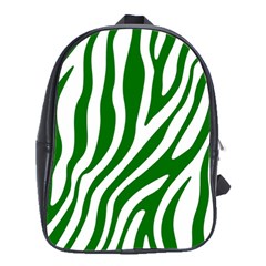 Dark Green Zebra Vibes Animal Print School Bag (large) by ConteMonfrey