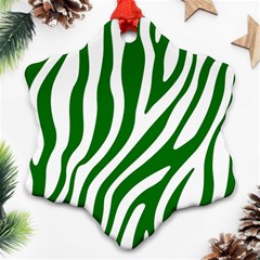 Dark Green Zebra Vibes Animal Print Snowflake Ornament (two Sides) by ConteMonfrey