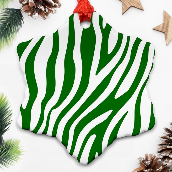 Dark green Zebra Vibes Animal Print Snowflake Ornament (Two Sides)