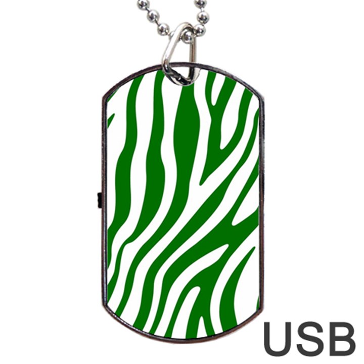 Dark green Zebra Vibes Animal Print Dog Tag USB Flash (Two Sides)