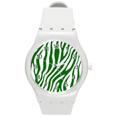 Dark Green Zebra Vibes Animal Print Round Plastic Sport Watch (m) by ConteMonfrey