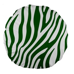 Dark Green Zebra Vibes Animal Print Large 18  Premium Round Cushions by ConteMonfrey