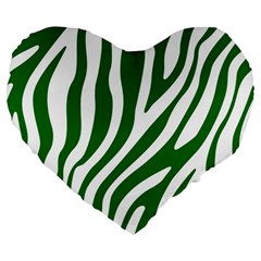 Dark Green Zebra Vibes Animal Print Large 19  Premium Heart Shape Cushions by ConteMonfrey