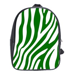 Dark Green Zebra Vibes Animal Print School Bag (xl) by ConteMonfrey