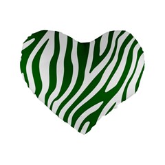 Dark Green Zebra Vibes Animal Print Standard 16  Premium Heart Shape Cushions by ConteMonfrey