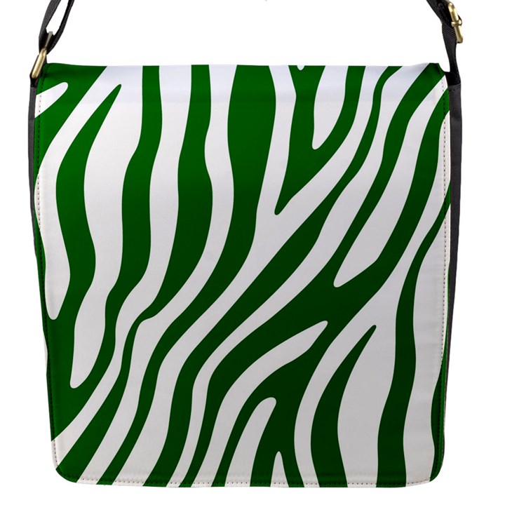 Dark green Zebra Vibes Animal Print Flap Closure Messenger Bag (S)