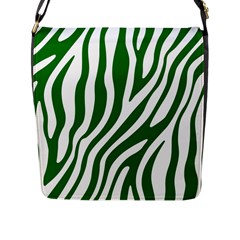 Dark Green Zebra Vibes Animal Print Flap Closure Messenger Bag (l) by ConteMonfrey