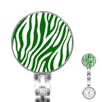 Dark green Zebra Vibes Animal Print Stainless Steel Nurses Watch Front