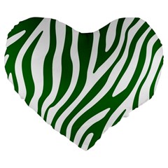 Dark Green Zebra Vibes Animal Print Large 19  Premium Flano Heart Shape Cushions by ConteMonfrey