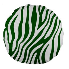 Dark Green Zebra Vibes Animal Print Large 18  Premium Flano Round Cushions by ConteMonfrey