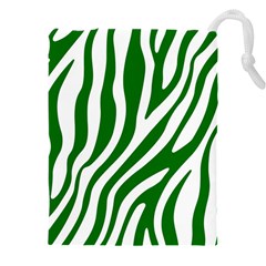 Dark Green Zebra Vibes Animal Print Drawstring Pouch (4xl) by ConteMonfrey