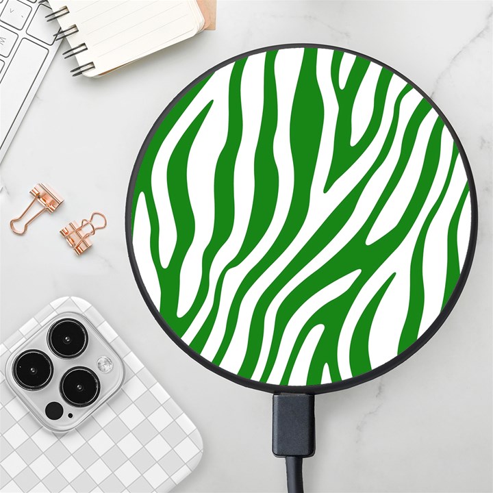 Dark green Zebra Vibes Animal Print Wireless Fast Charger(Black)