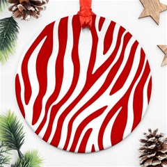 Red Zebra Vibes Animal Print  Ornament (round) by ConteMonfrey