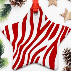 Red Zebra Vibes Animal Print  Ornament (star) by ConteMonfrey