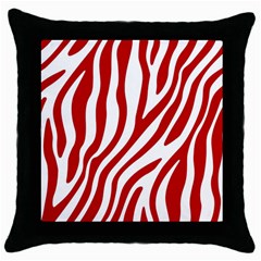 Red Zebra Vibes Animal Print  Throw Pillow Case (black) by ConteMonfrey