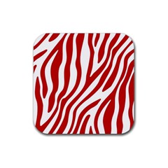 Red Zebra Vibes Animal Print  Rubber Coaster (square) by ConteMonfrey