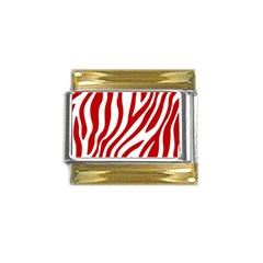 Red Zebra Vibes Animal Print  Gold Trim Italian Charm (9mm) by ConteMonfrey