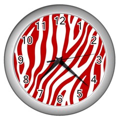 Red Zebra Vibes Animal Print  Wall Clock (silver) by ConteMonfrey