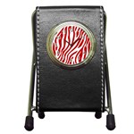 Red Zebra Vibes Animal Print  Pen Holder Desk Clock Front