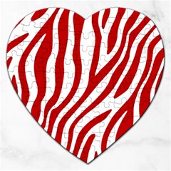 Red Zebra Vibes Animal Print  Jigsaw Puzzle (heart) by ConteMonfrey