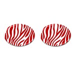 Red Zebra Vibes Animal Print  Cufflinks (Oval) Front(Pair)