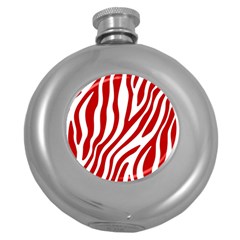 Red Zebra Vibes Animal Print  Round Hip Flask (5 Oz) by ConteMonfrey