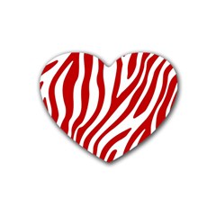 Red Zebra Vibes Animal Print  Rubber Heart Coaster (4 Pack) by ConteMonfrey