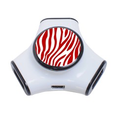 Red Zebra Vibes Animal Print  3-port Usb Hub by ConteMonfrey