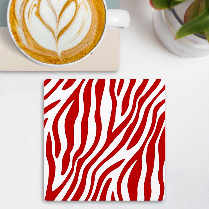 Red Zebra Vibes Animal Print  UV Print Square Tile Coaster 