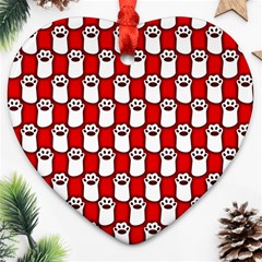 Red And White Cat Paws Ornament (heart) by ConteMonfrey