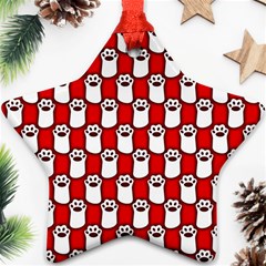 Red And White Cat Paws Ornament (star) by ConteMonfrey