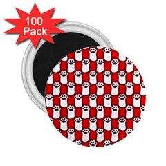 Red And White Cat Paws 2 25  Magnets (100 Pack)  by ConteMonfrey