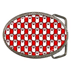 Red And White Cat Paws Belt Buckles by ConteMonfrey