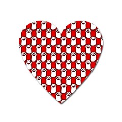 Red And White Cat Paws Heart Magnet by ConteMonfrey