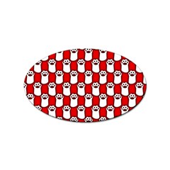 Red And White Cat Paws Sticker Oval (100 Pack) by ConteMonfrey