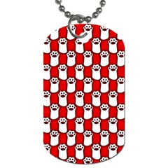 Red And White Cat Paws Dog Tag (two Sides) by ConteMonfrey