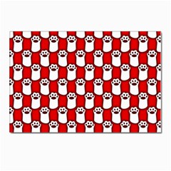 Red And White Cat Paws Postcard 4 x 6  (pkg Of 10) by ConteMonfrey