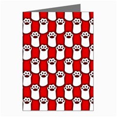 Red And White Cat Paws Greeting Cards (pkg Of 8) by ConteMonfrey