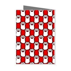 Red And White Cat Paws Mini Greeting Cards (pkg Of 8)