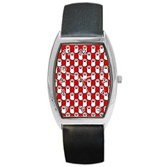 Red And White Cat Paws Barrel Style Metal Watch by ConteMonfrey