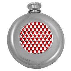 Red And White Cat Paws Round Hip Flask (5 Oz) by ConteMonfrey