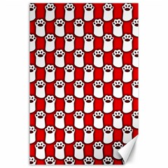 Red And White Cat Paws Canvas 24  X 36  by ConteMonfrey