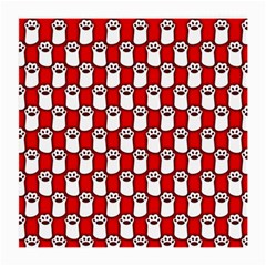 Red And White Cat Paws Medium Glasses Cloth by ConteMonfrey