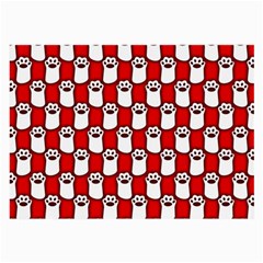 Red And White Cat Paws Large Glasses Cloth (2 Sides) by ConteMonfrey