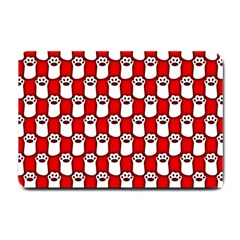 Red And White Cat Paws Small Doormat by ConteMonfrey