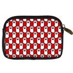 Red And White cat Paws Digital Camera Leather Case Back