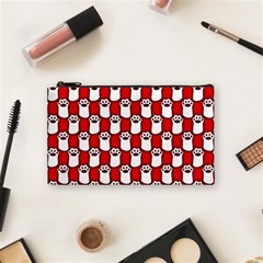 Red And White Cat Paws Cosmetic Bag (small) by ConteMonfrey