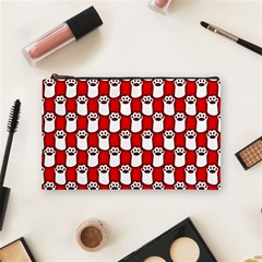 Red And White Cat Paws Cosmetic Bag (medium) by ConteMonfrey