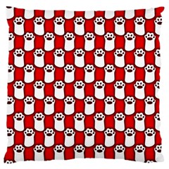 Red And White Cat Paws Large Cushion Case (one Side) by ConteMonfrey