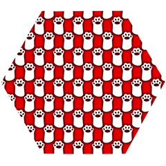 Red And White Cat Paws Wooden Puzzle Hexagon by ConteMonfrey